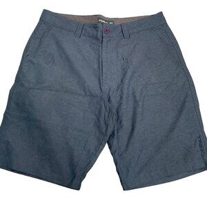 O'Neill Flat Front Chino Shorts 34 Navy Blue Pockets Button Zipper Surf Skate